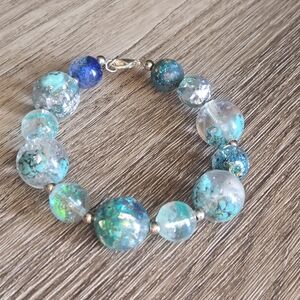 Sacred Sky Bracelet — Handmade Resin & Turquoise Beads